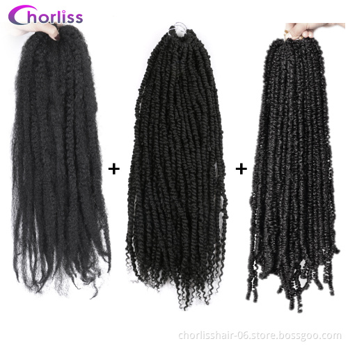 Trendsetting Wholesale Kinky Curly Passion Twist Locs 18'' Spring Braiding Hair For Dreadlocs Faux Locs Synthetic Crochet Hair